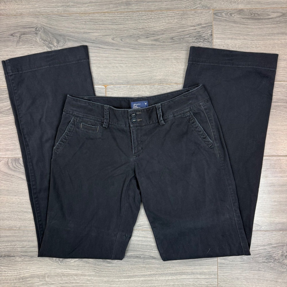 Y2K 2009 American Eagle Low Rise Straight Leg Pants Women's 6 Long Black